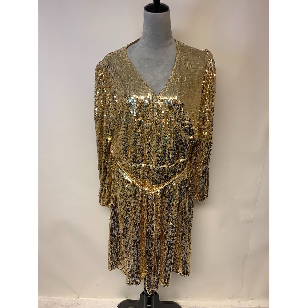 Gold Sequin V-Neck Dress